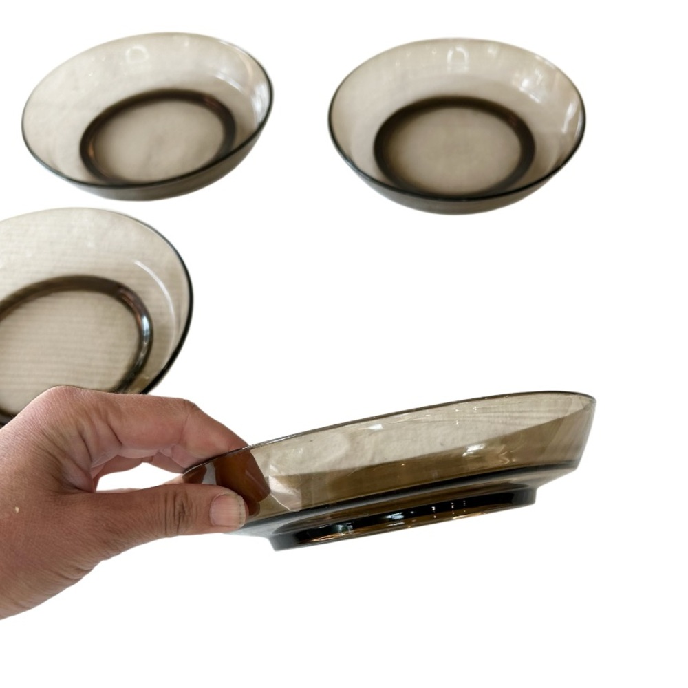 Vintage Vereco Smoky Glass Soup Bowls